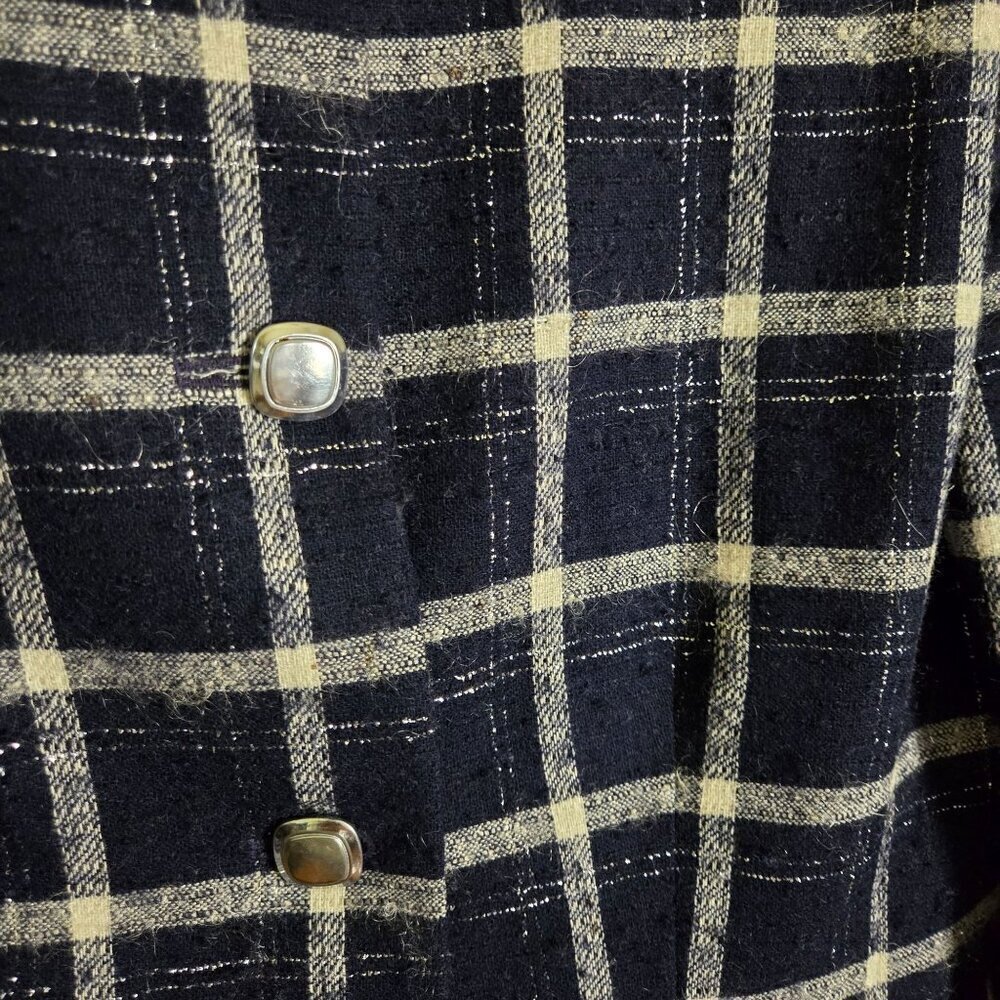 Pendleton Vintage Blue Silver Plaid Pure Virgin Wool Lady Jacket Size 6 - Picture 3 of 5